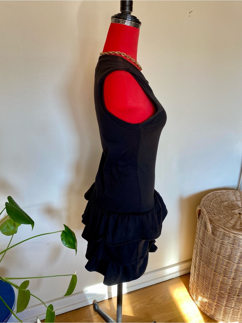 90s Black Ruffle Dress - Picture 3 of 7